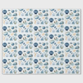 Blue Seashell Summer Wrapping Paper  Cadeaupapier (Vlak)