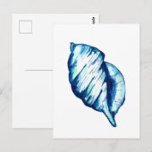 Blue Seashell-Waterverf Briefkaart (Voorkant / Achterkant)