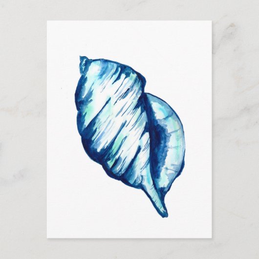 Blue Seashell-Waterverf Briefkaart (Voorkant)
