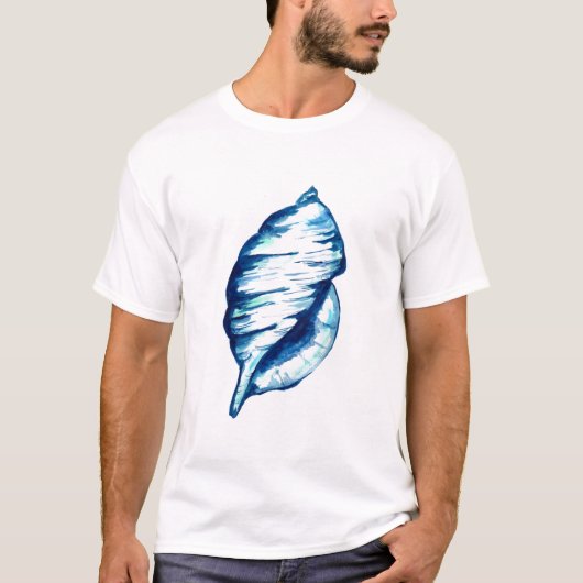 Blue Seashell-Waterverf T-shirt (Voorkant)