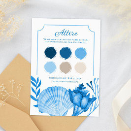 Blue Seashell Wedding Color Palette Card | Coastal Informatiekaartje