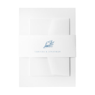  Blue Seashell Wedding Uitnodigingen Wikkel