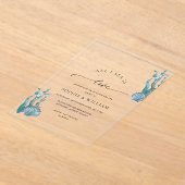 Blue Seashell Zee Ocean Nautical Coastal Wedding Acryl Uitnodigingen (Laagn)