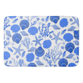 Blue Seashells and Coral Pattern Badmat