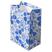 Blue Seashells and Coral Pattern Medium Cadeauzakje (Voorkant Gekanteld)