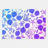 Blue Seashells and Coral Pattern Seaside Cadeaut Inpakpapier Vel (Voorkant 2)