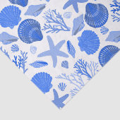 Blue Seashells and Coral Pattern Tissuepapier (Detail)