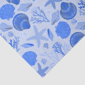 Blue Seashells and Coral Pattern Tissuepapier (Detail)