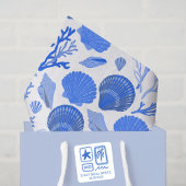 Blue Seashells and Coral Pattern White Tissuepapier
