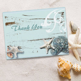 Blue Seashells Beach Bruiloft bedankt Briefkaart
