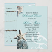 Blue Seashells Beach bruiloft repetitie diner Kaart (Voorkant / Achterkant)