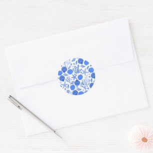 Blue Seashells Beach Colorful Cute Custom Ronde Sticker