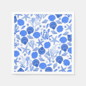 Blue Seashells BEACH Vrijgezellenfeest Party Servet (Voorkant)