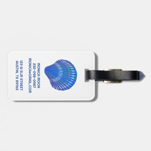 Blue Seashells Coral GEPERSONALISEERD Beach Holida Bagagelabel (Achterkant horizontaal)