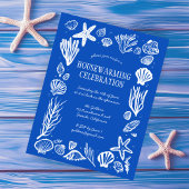 Blue Seashells Custom HOUSEWARMING PARTY Briefkaart