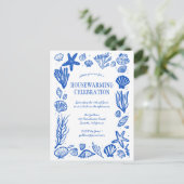 Blue Seashells Custom HOUSEWARMING PARTY Uitnodige Briefkaart (Staand voorkant)