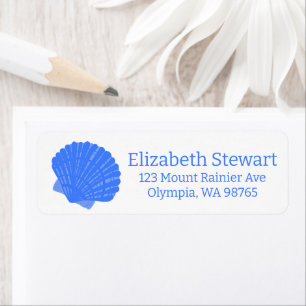 Blue Seashells CUSTOM Mailing Retouradres Etiket