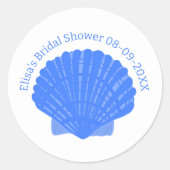 Blue Seashells Custom Vrijgezellenfeest Wedding Ronde Sticker (Voorkant)