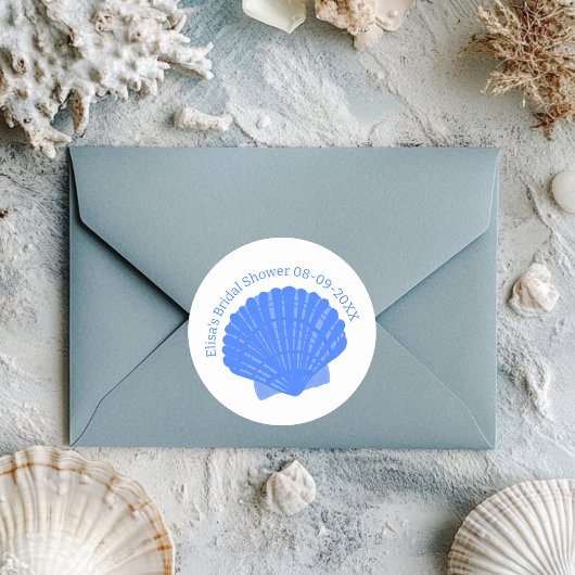 Blue Seashells Custom Vrijgezellenfeest Wedding Ronde Sticker