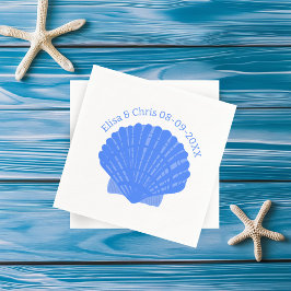 Blue Seashells Custom Wedding Verloving Servet
