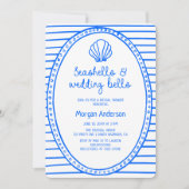 Blue Seashells en Wedding Bells Vrijgezellenfeest Kaart (Voorkant)