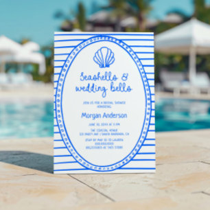 Blue Seashells en Wedding Bells Vrijgezellenfeest Kaart
