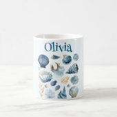 Blue Seashells Mug | Custom Name Koffiemok (Center)