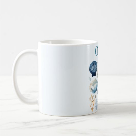 Blue Seashells Mug | Custom Name Koffiemok (Links)