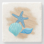 Blue Seashells on Beach Onderzetters (Voorkant)