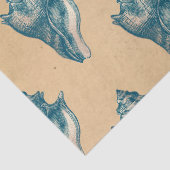 Blue Seashells op Tan Decoupage Tissuepapier (Detail)
