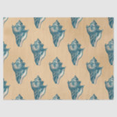 Blue Seashells op Tan Decoupage Tissuepapier (Voorkant)