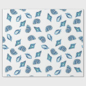 Blue Seashells Pattern Cadeaupapier (Vlak)