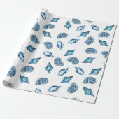 Blue Seashells Pattern Cadeaupapier (Uitgerold)