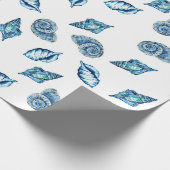 Blue Seashells Pattern Cadeaupapier (Hoek)