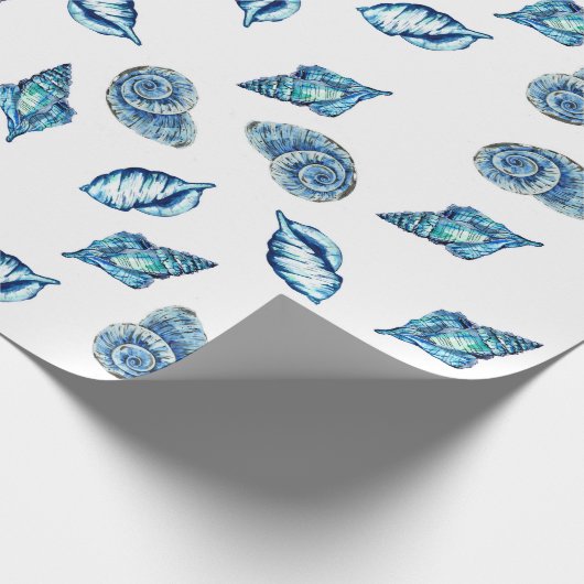 Blue Seashells Pattern Cadeaupapier (Hoek)