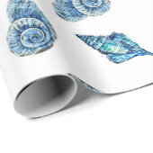 Blue Seashells Pattern Cadeaupapier (Rol Hoek)