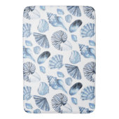 Blue Seashells Pattern op White Beach House Badmat (Voorkant Verticaal)
