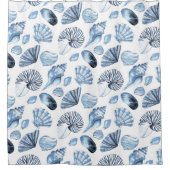 Blue Seashells Pattern op White Beach House Douchegordijn (Voorkant)