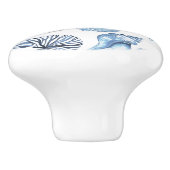 Blue Seashells Pattern op White Beach House Keramische Knop (Zijkant)