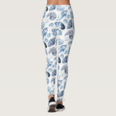 Blue Seashells Pattern op White Leggings (Achterkant)