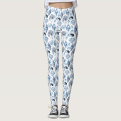 Blue Seashells Pattern op White Leggings (Voorkant)