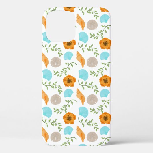 Blue Seashells Sea Snail Orange Flower Case-Mate iPhone Case (Achterkant)