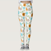 Blue Seashells Sea Snail Orange Flower Leggings (Voorkant)
