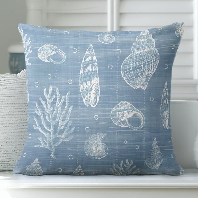 Blue Seashells-Sierkussen Kussen (Creator heeft geüpload)