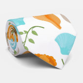 Blue Seashells Zee Slak Oranje Flower Stropdas (Opgerold)