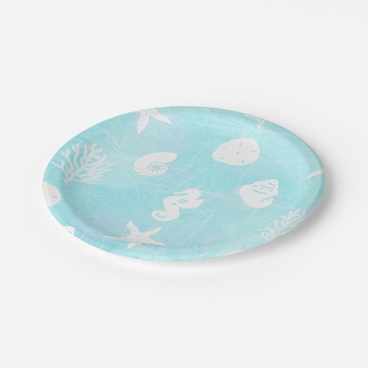 Blue Seaside Beach thema Papieren Bordje (Gekanteld)