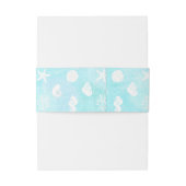 Blue Seaside Seashell Wedding Uitnodigingen Wikkel (Achterkant Voorbeeld)