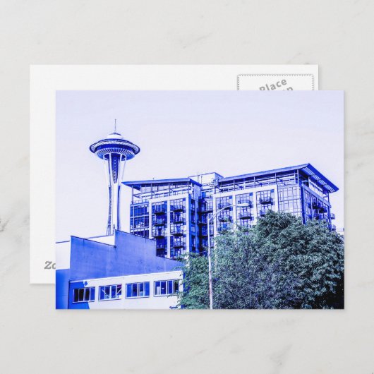 Blue Seattle Briefkaart (Voorkant / Achterkant)