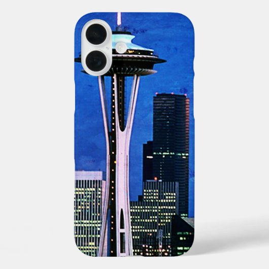 Blue Seattle Skyline Shower Curtain Case-Mate iPhone Case (Achterkant)