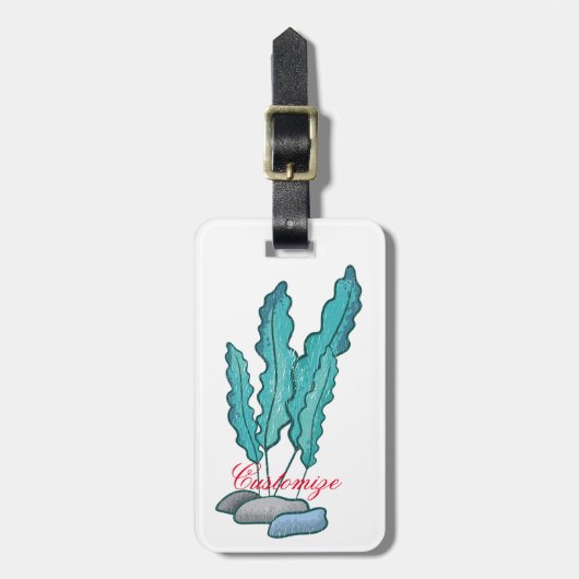 Blue Seaweed Algae Thunder_Cove Bagagelabel (Voorkant verticaal)